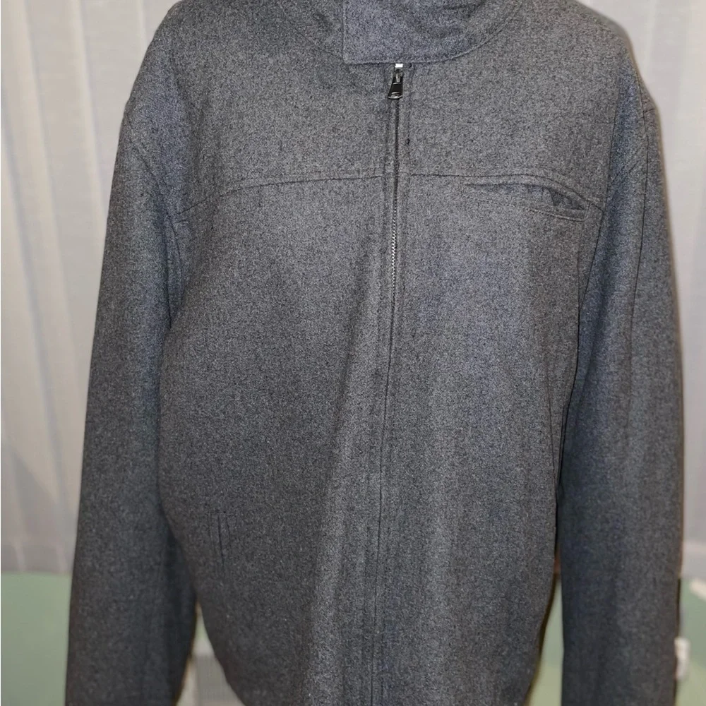 Men’s Gray Fleece Wool Jacket Big and Tall casual coats outdoor apparel - Picture 3 of 7
